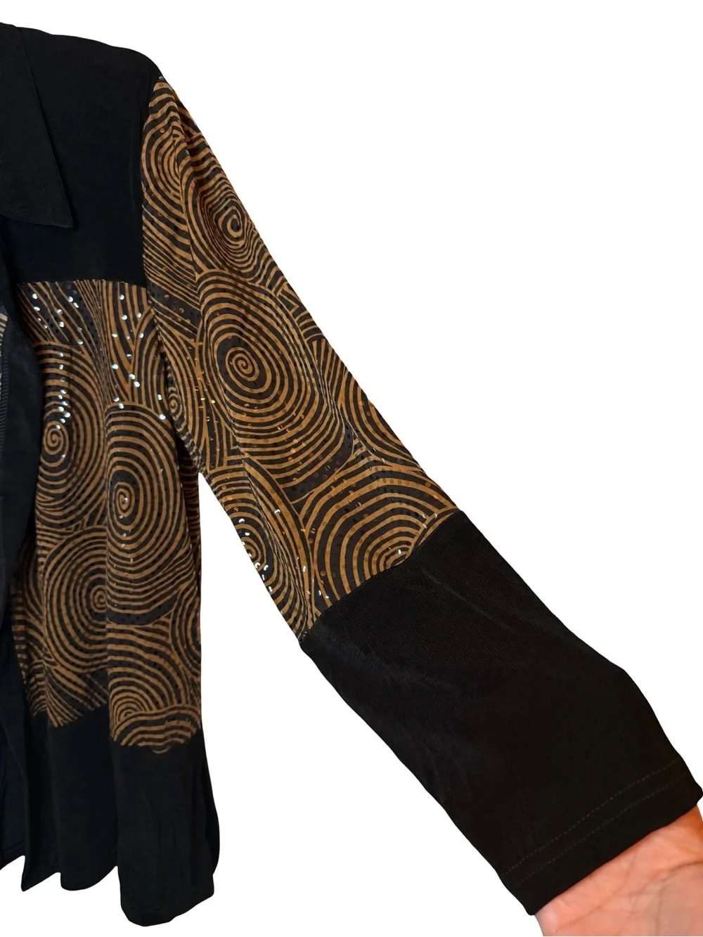 NWT Kokomo Unlimited Vintage Blouse Black Gold Swirl Sequin XL 90s Art Wear - Picture 6 of 12
